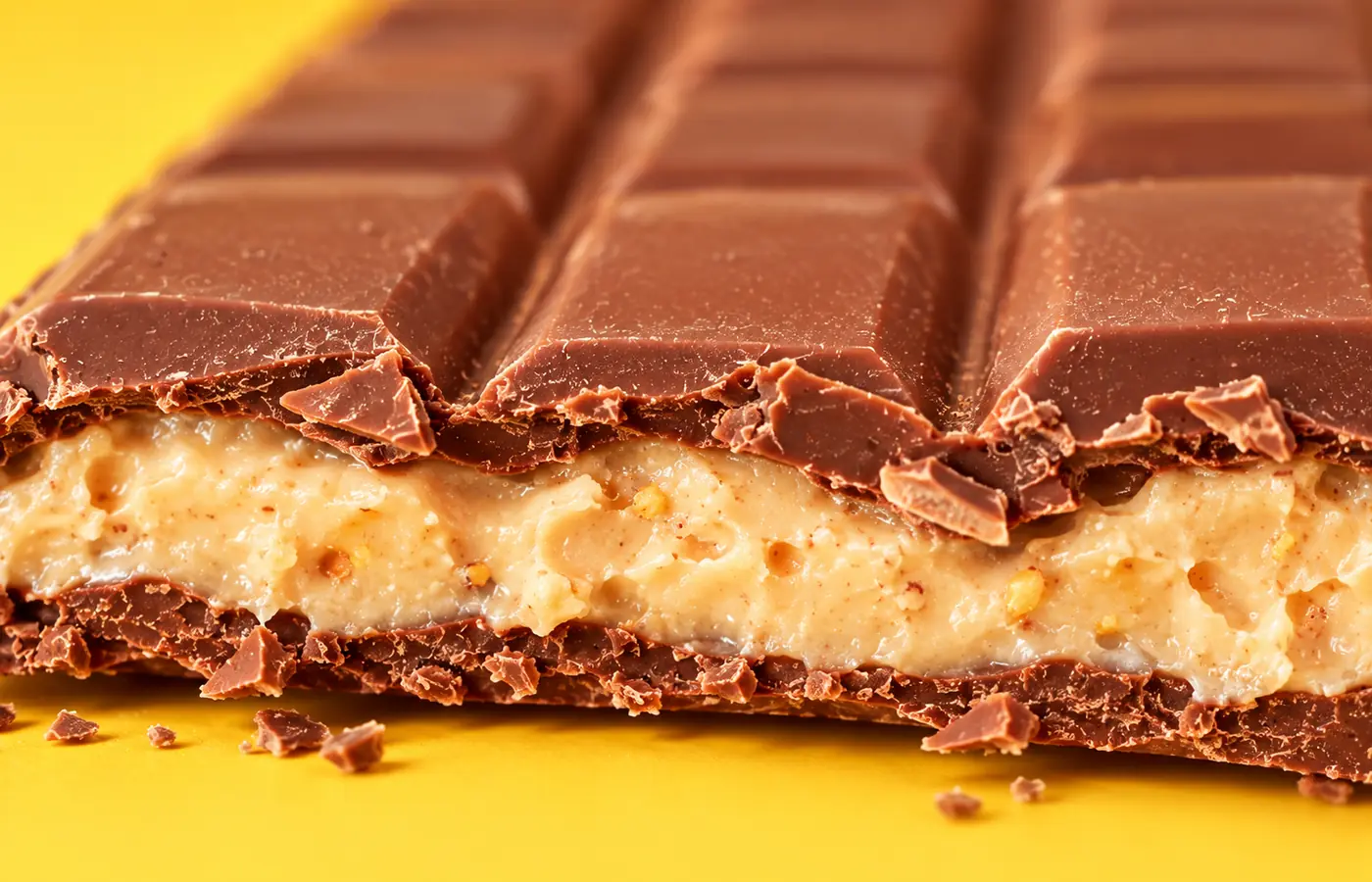 Peanut bar snapped in half